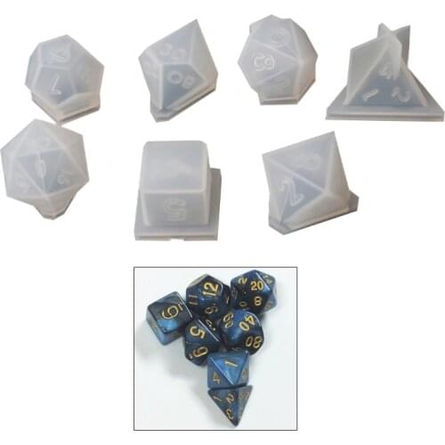 7 Shapes Dice Fillet Square Triangle Dice Mold Crystal Epoxy Resin Mold Kit Dice Digital Game Silicone Mould Art Craft
