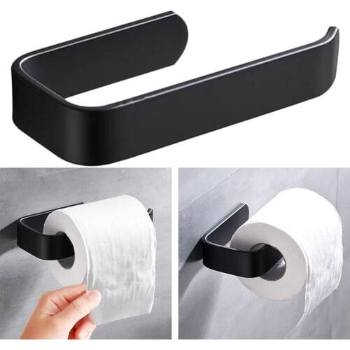 Acrylic Toilet Paper Holder Tissue Rack Wall Mounted Bathroom Kitchen Roll Holder Paper Tissue Rack Hook Modern Black Hanger