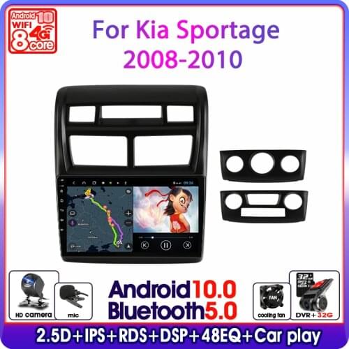 T6 Android 10 2Din T9 4G+64G IPS RDS DSP Car Radio For Kia Sportage 2 2008-2010 Multimedia Video Player 4G+WiFi Navigation GPS