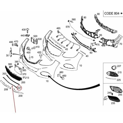 Car Front bumper Suitable for E260Lmer ced es-be nzE300l Front bumper trim Front bar wind net trim Front bumper plating strip