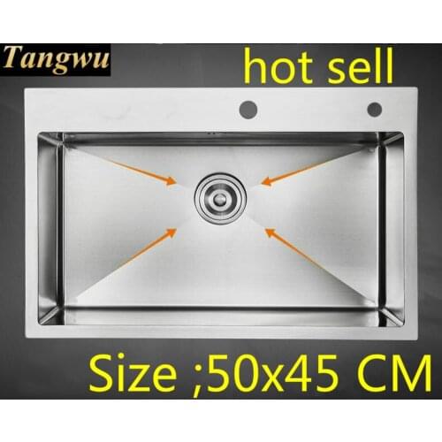 Free shipping Handmade ordinary food grade 304 stainless steel kitchen sink single slot 3 mm thick durable 50x45 CM