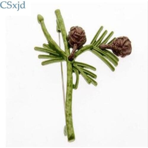 CSxjd vintage brooch jewelry Fir leaves green leaves High quality paint brooch scarves buckle Accessories