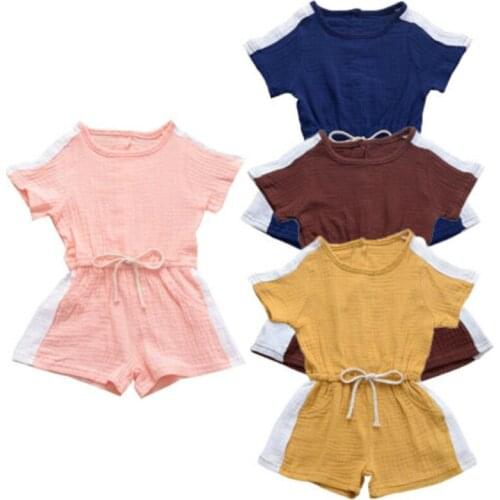 Toddler Kids Girls Cotton Romper 2019 Newest Baby Girl Short Sleeve Romper Cotton Jumpsuit Playsuit Shorts Pants Sports Outfits