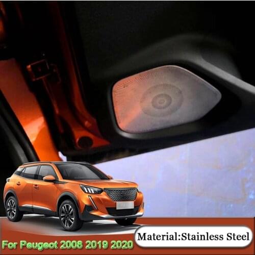 For Peugeot 2008 2019 2020 Car Styling Interior Door Frame Sticker Car Door Horn Door Speaker Sound Cover Sequins Accessories