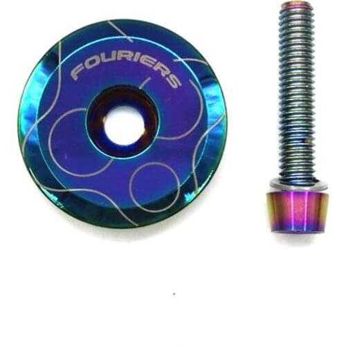 Fouriers CNC Bicycle Headset Cap Titanium plating Coating For 28.6mm Fork 1 1/8" Steerer Tube Cover Stem Cap Bicycle Parts