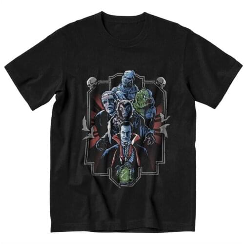 Enter The Monsters T Shirts Men Short Sleeve Cotton T-shirts Scary Halloween Tee Harajuku Tshirt Gift Idea