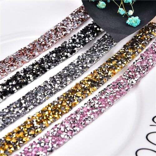 Hotfix Rhinestone Trim Mesh Strass Chain 5 Yards Crystal Silver Diamond Tape Bridal Applique Garment Shoes Sweater Decoration