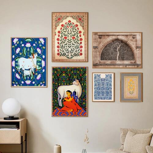 Yashoda Krishna Jodi Indian Painting Canvas Poster Modern Abstract Wall Art Prints Gallery Decoration Picture Home Room Decor