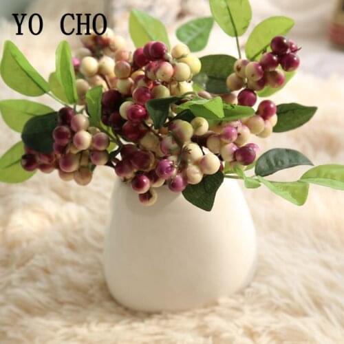 YO CHO Artificial Real Look Red Fruit Branch Imitation Berries for Christmas Decoration Fake Plants Home Party Decor Arrangement