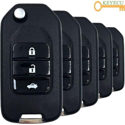 KEYECU 5PCS/Lot XHORSE English Version XKHO00EN for Honda Style Wire Universal Remote Key - 3 Buttons - for VVDI Key Tool, VVDI2