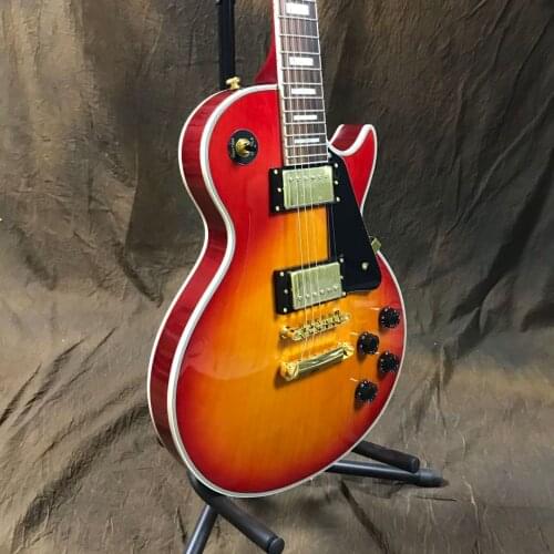 Classical Lp Custom Cherrry Sunburst Gold Hardware Mahogany Guitar HIgh Quality Product Real Guitar Pictures