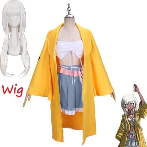 Danganronpa V3 Angie Yonaga Cosplay Costume Long Wig Top Skirt Cloak Halloween Christmas Anime Party Suit Sexy for Women Girls