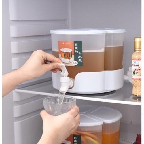 5200ml Cold Water Jug Household Can Rotate with Faucet Fruit Teapot Kettle Cool Water Bucket Kitchen Drinkware Kettle Pot