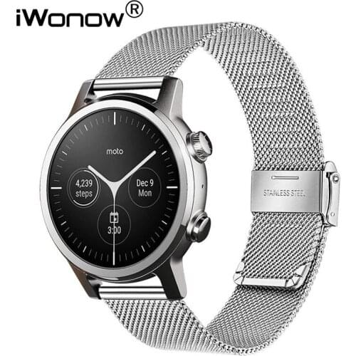Milanese Stainless Steel Watch Band for Moto 360 3rd Gen Mesh Strap Quick Release Watchband Moto 360 3 Bracelet Silver Black