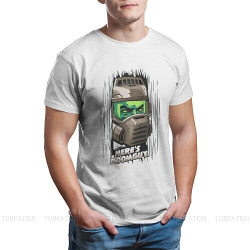 Heres Mans TShirt Doom Eternal Slayer Hell Doomguy Seraphim Game Crewneck Tops Fabric T Shirt Humor Top Quality Gift Idea