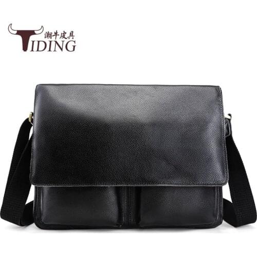 2017 New Fashion genuine Leather Bags for Men famous brand Mens Shoulder Bag real Leather black Messenger Bag briefcase male