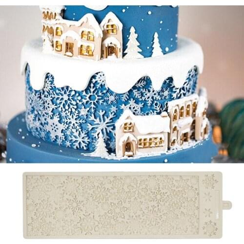 New Diy Christmas Snowflake Cake Decoration Edge Mold Large Snowflake Flip Sugar Silicone Cake Mold Dry Pace Mold