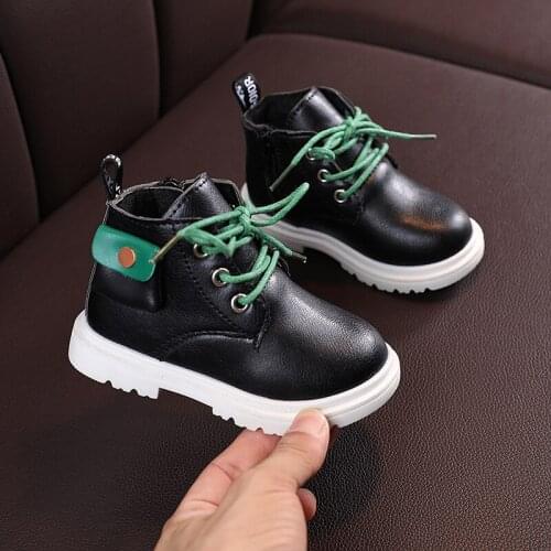 New Childrens Martin Boots Autumn Winter PU Girls Fashion Boots Kid Soft Bottom Short Boots Boys Waterproof Toddler Boots D994