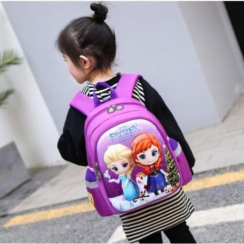 Disney new primary schoolbags Children cute shoulders reduce waterproof cartoon princess froze backpack