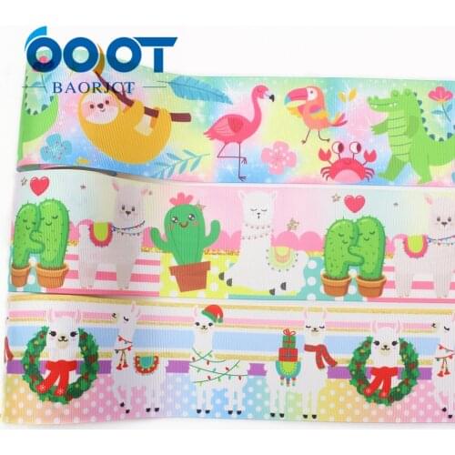 OOOT BAORJCT I-19912-2160,75mm 10yards Cartoon Thermal transfer Printed grosgrain Ribbons,tape crafts,bow cap DIY accessories