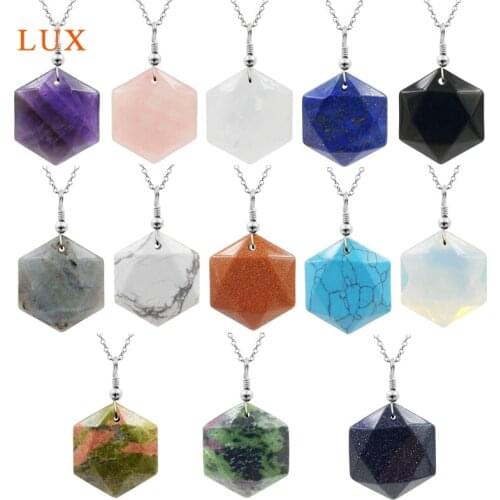 Natural Six-Pointed Star Pendants Necklace Silver Charm For Necklace Amethyst UnakiteJewelry Handmade Healing Stone For Women
