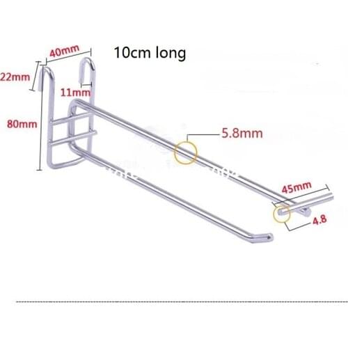 100 pcs/pack ) 10cm Length 6mm Diameter Security device Panels Metal display hooks slatwall hooks