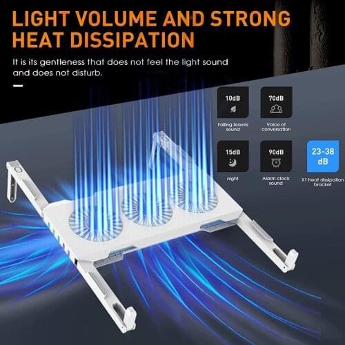 Laptop Cooling Pad RGB Foldable Laptop Cooler Stand With 3 High Speed Quiet Fans And Non-Slip Pillars Gaming Accessories