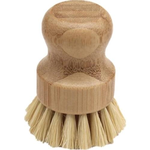 1PC Kitchen Cleaning Brush Short Handle Bamboo Wok Whisk Brush Sisal Hemp Oilproof Iron Pot Household Cleaning Brush Tool