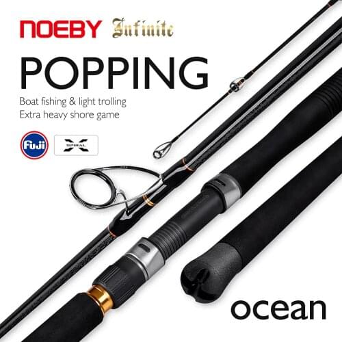 Noeby Ocean Popping Spinning Sea Fishing Rod 2.6m 2.7m H MH Power 2 Section Fuji Guide for Inshore Popper Jig Tuna Fishing Rod