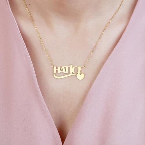 Vaoov 925 Sterling Silver Personalized Heart Name Necklace - Made in Turkey