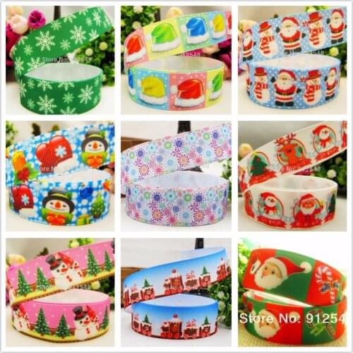 YJHSMY MD62849,9style 22/25mm 5yard/lot Christmas Printed grosgrain ribbon,DIY handmade materials, headwear accessories, wedding