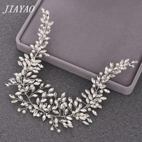 Pearl Rhinestone Headband For Women Rhinestone Headband Wedding Hair Accessories Bride Tiara Head Band Silver Color Headband