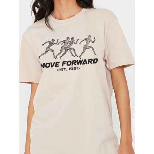 Kuakuayu HJN Move Forward Running T Shirt Elegant Vintage Tees Women Casual Short Sleeve Print T-shirt Women Top Suit