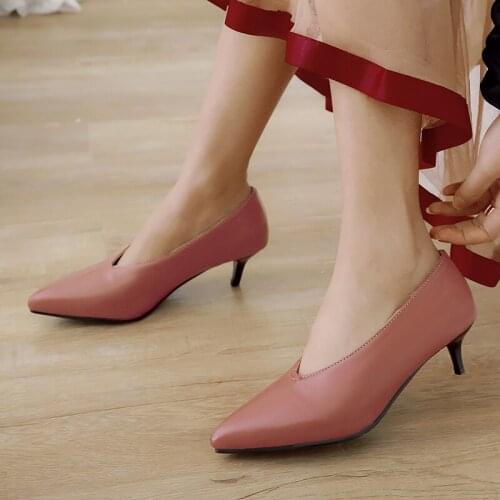 Plus Size 34-48 Women Shoes 2020 Fashion Mules Shoes Platform Slip on Women Pumps Pointed Toe All Match Ladies Pumps Thin Heels