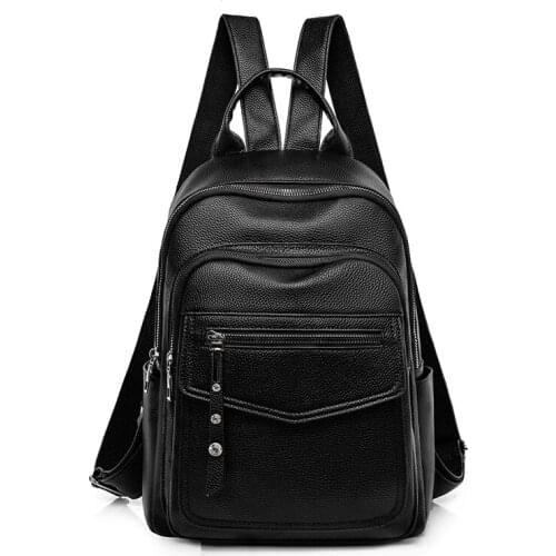 Women Backpack Leather School Bag Fashion Rucksacks Travel Shoulder Bag Casual Leather Book Bag