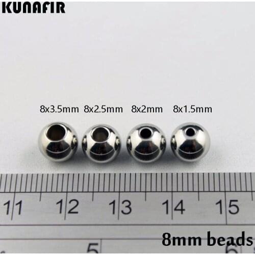 1.5mm/2mm/2.5mm/3.5mm hole 8mm smooth stainless steel beads ball jewelry DIY parts accessories 200pcs ZSP033