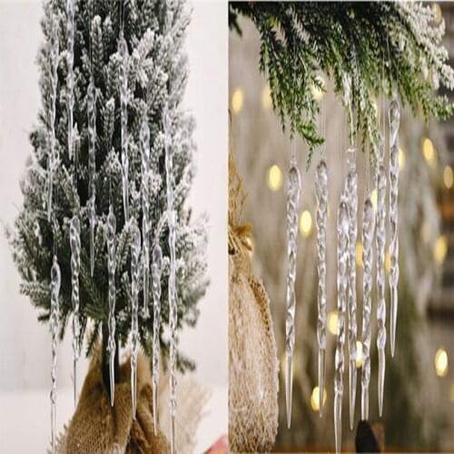 10Pc 13cm Christmas Simulation Ice Xmas Tree Hanging Ornament Fake Icicle Winter Party Christmas New Year Decoration Supplies
