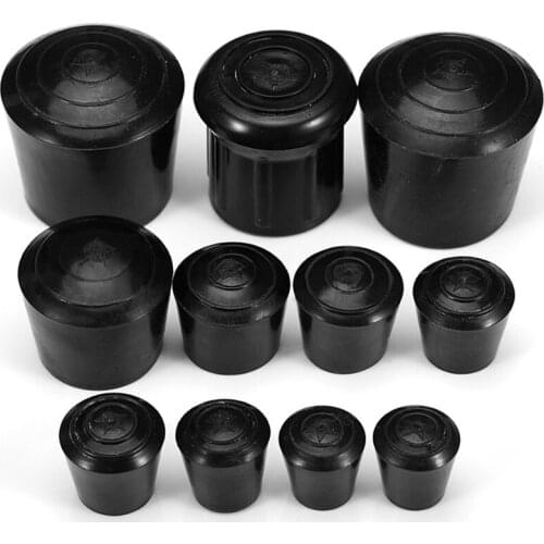 12PCS 10-35mm Inner Diameter Black Round Furniture Chair Table Legs Feet Rubber Covers Floor Protectors Caps