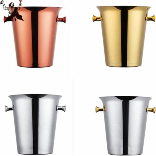2L/4L European Style Stainless Steel Ice Bucket Wine Champagne Wine Chiller Wine Bottle Cooler Beer Chiller Ice Barrel Bar Tools