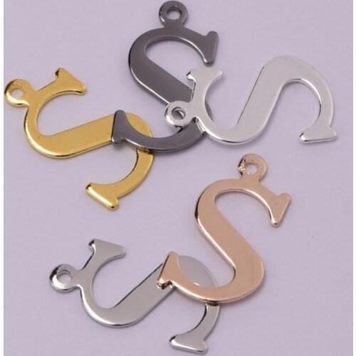 20pcs ZHU RU 15*7.5mm English letter S alphabet symbol Charm ornamentation Fit pendant Jewelry Making components parts