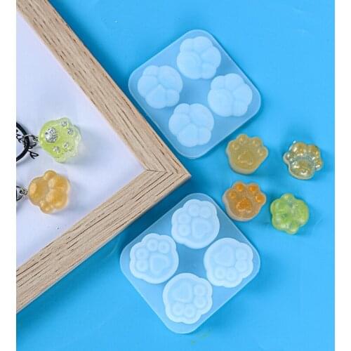 4-Cavity Cats Claw Pendant Earrings Crystal Epoxy Resin Mold Keychain Silicone Mould DIY Crafts Jewelry Casting Tool