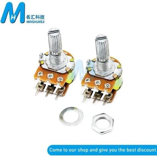5PCS Shaft Amplifier Dual Stereo Potentiometer WH148 1K 2K 5K 10K 20K 50K 100K 250K 500K 1M OHM 15MM 6 PIN Rotary Potentiometer