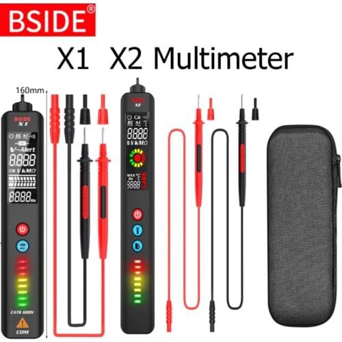 BSIDE Multimeter X2 X1 Infrared Thermometer Flashlight Smart Voltage Detector LCD 3 Modes AC DC Voltage Sensor Pen Multimeters