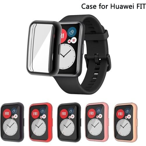 TPU Case For HUAWEI Watch Fit Band Soft Plated All-Around Screen Protector Cover Bumper Protector Full Cover Screen Protection