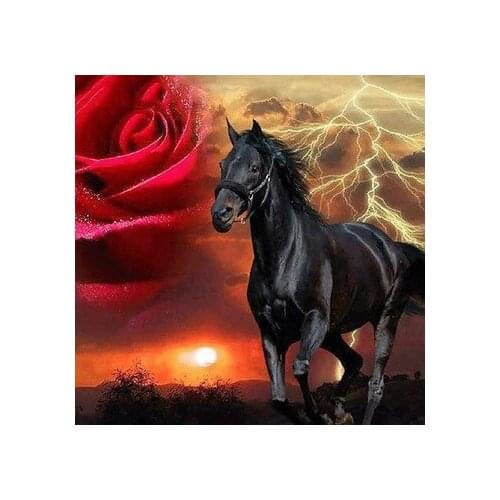 DIY Diamond Painting Horse And Flower Full Square Diamond Embroidery Mosaic Cross Stitch Animal Rhinestones Home Decor