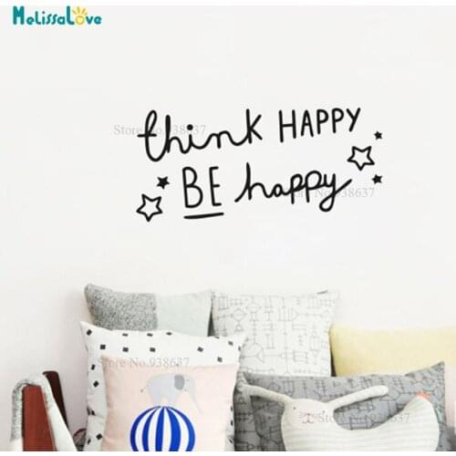 Think Happy Be Happy Star Baby Room Quote Decal Removable Vinyl Wall Decal Home Decor Bedroom Sticker Cheap Stickers BA140