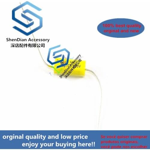 100pcs 630V fever electrodeless copper foot audio 0.1uF yellow through heart axial bilio mechanical coupling film capacitor