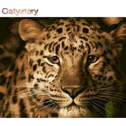 GATYZTORY DIY Painting by numbers Cheetahs paint by numbers for adults photo frames for picture wall art canvas acrylic paint 40