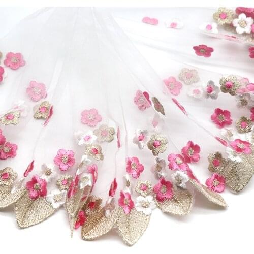 H674 91CM Organza Colorful Lace Trim Wedding Embroidered DIY Handmade Patchwork Lace Ribbon as dress Sewing Supplies