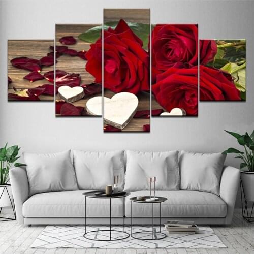 Beautiful Roses Diy Diamond Painting Set Full Square Round Drill Mosaic Embroidery 5 Panel Wedding DecorationZP-4130